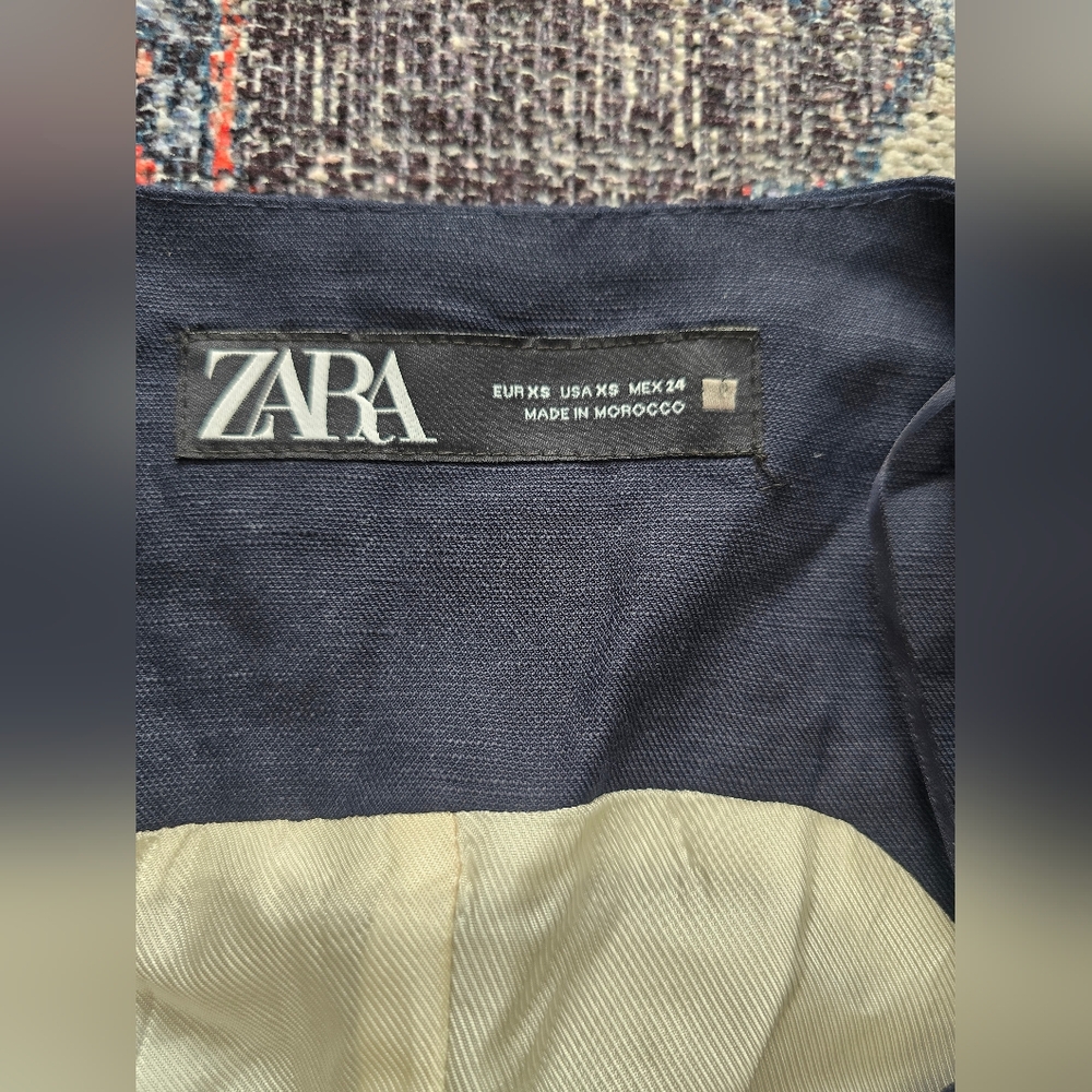 NWT ZARA Navy Blue Linen Vest - Picture 3 of 6